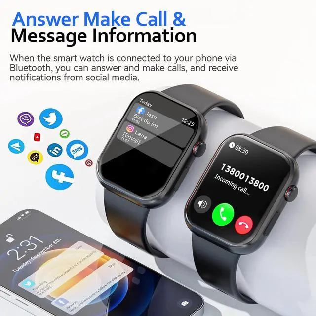 Alt view image 5 of 7 - Health Smart Watch for Men Women, 1.87'' Large Display Fitness Watches | Heart Rate,Blood Pressure,Sleep and Stress Trends,110+ Sports Modes, 7 Day Battery, IP68 Water-Resistant, Android iOS