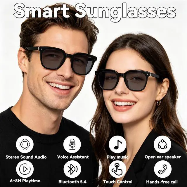 Alt view image 2 of 7 - Smart Bluetooth Glasses for Men Women, AI Glasses with Open Ear Audio | Voice Control, Real-Time Translation, Hands-Free Calls, Smart Sunglasses for Travel, Work and Daily Use