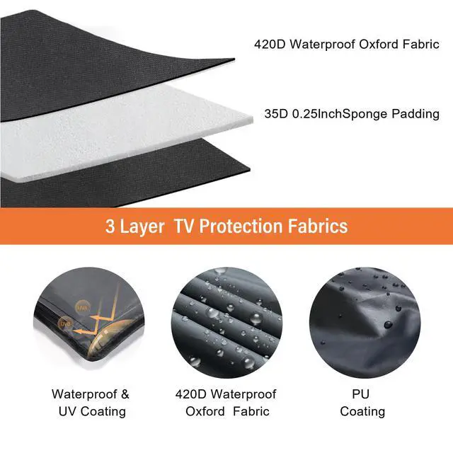 Alt view image 3 of 7 - Outdoor TV Cover - All-Weather Waterproof Universal for 40 to 43 Inch TVs