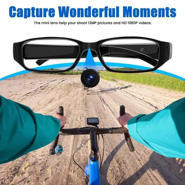 Alt view image 5 of 7 - Camera Glasses Video Glasses HD with 64GB Memory Card Recording Glasses Smart Glasses Wearable Eyeglasses for Outdoor Sports