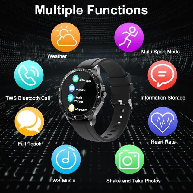 Alt view image 4 of 7 - Smart Watch with Earbuds, 1.32 Inch Round Fitness Watch X10, 2 in 1 Bluetooth Watch with Step,Calories,Sleep Monitor,Heart Rate Blood Pressu-re Monitor for iOS & Android
