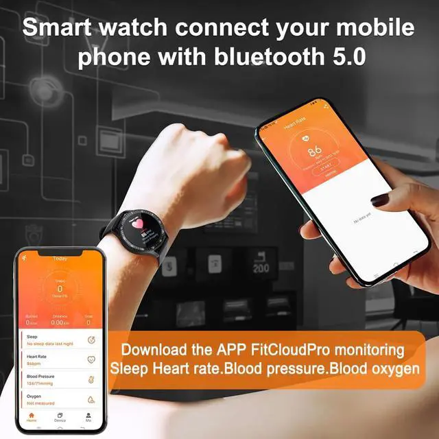 Alt view image 6 of 7 - Smart Watch with Earbuds, 1.32 Inch Round Fitness Watch X10, 2 in 1 Bluetooth Watch with Step,Calories,Sleep Monitor,Heart Rate Blood Pressu-re Monitor for iOS & Android