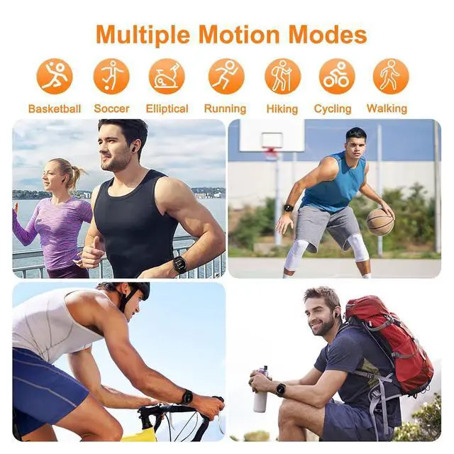 Alt view image 7 of 7 - Smart Watch with Earbuds, 1.32 Inch Round Fitness Watch X10, 2 in 1 Bluetooth Watch with Step,Calories,Sleep Monitor,Heart Rate Blood Pressu-re Monitor for iOS & Android