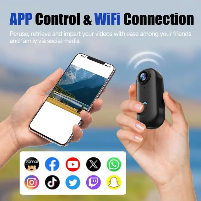 Alt view image 5 of 7 - 4K WIFI POV Action Body Camera 64GB, Thumb Size Mini Bodycam, Waterproof Magnetic Wearable Hand-free Portable Sports Action Cameras, Snapcam Mount Anywhere for Cycling, Skiing, Swimming, Walking
