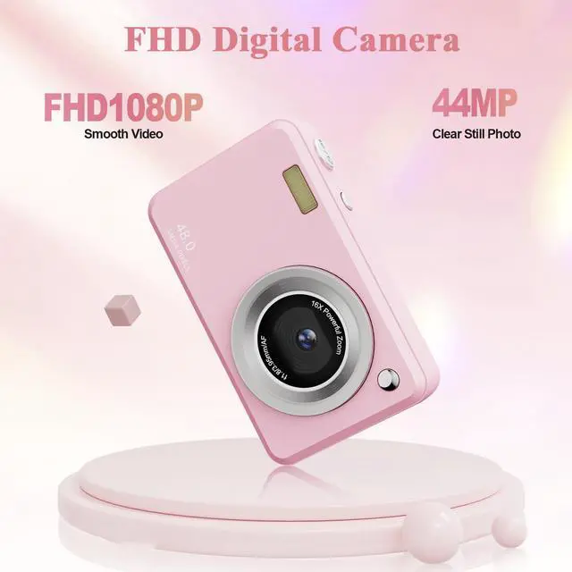 Alt view image 3 of 6 - Digital Camera with 32GB Card,48MP Compact Portable Small Point Shoot Camera,FHD 1080P Point and Shoot Digital Cameras with 16X Zoom,for Boys Girls Teens Gifts