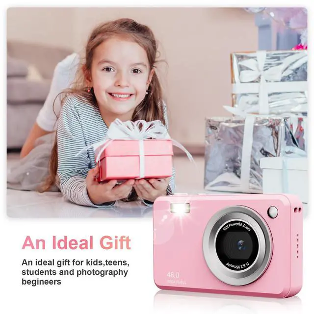 Alt view image 2 of 6 - Digital Camera with 32GB Card,48MP Compact Portable Small Point Shoot Camera,FHD 1080P Point and Shoot Digital Cameras with 16X Zoom,for Boys Girls Teens Gifts