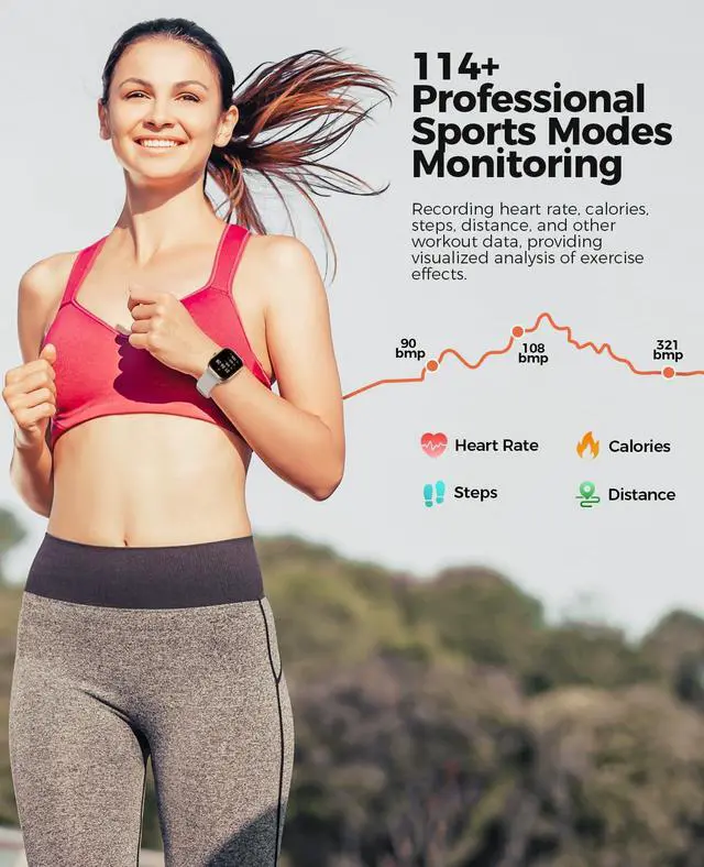 Alt view image 4 of 7 - Smartwatch(Answer/Make Call), 1.96" AMOLED Smart Watches for Women with 100+ Sport Modes, IP68 Waterproof Fitness Tracker Compatible with iOS and Android