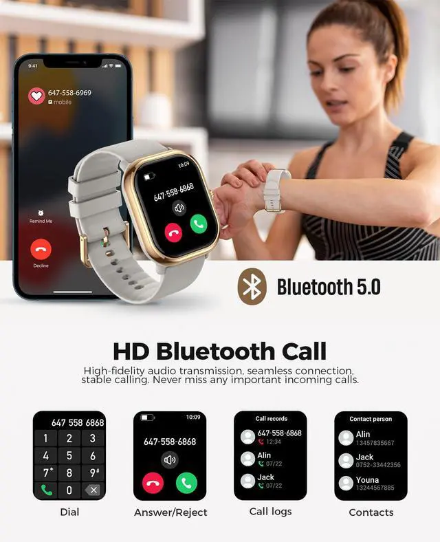 Alt view image 6 of 7 - Smartwatch(Answer/Make Call), 1.96" AMOLED Smart Watches for Women with 100+ Sport Modes, IP68 Waterproof Fitness Tracker Compatible with iOS and Android
