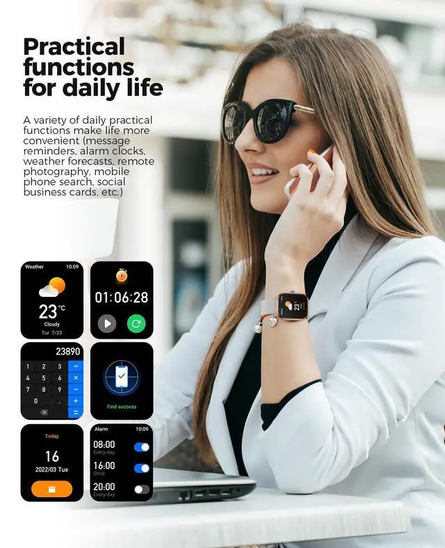 Alt view image 7 of 7 - Smartwatch(Answer/Make Call), 1.96" AMOLED Smart Watches for Women with 100+ Sport Modes, IP68 Waterproof Fitness Tracker Compatible with iOS and Android
