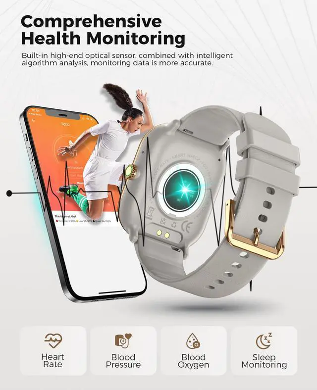 Alt view image 5 of 7 - Smartwatch(Answer/Make Call), 1.96" AMOLED Smart Watches for Women with 100+ Sport Modes, IP68 Waterproof Fitness Tracker Compatible with iOS and Android