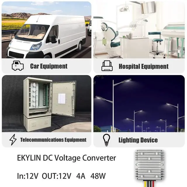 Alt view image 2 of 7 - Car Voltage Stabilizer, 4A 48W Heavy Duty 12v Voltage Regulator Surge Protector for Car Battery Truck Vehicle Boat RV Camper Solar System (10-36V Input, 12V Output)