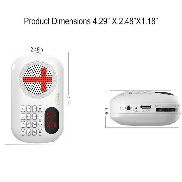 Alt view image 7 of 7 - KJV Audio Bible Player, Portable Full Bible for Seniors, White | Complete Old and New Testaments, simple number buttons, clear audio, rechargeable, and no Wi-Fia Christian gift for women
