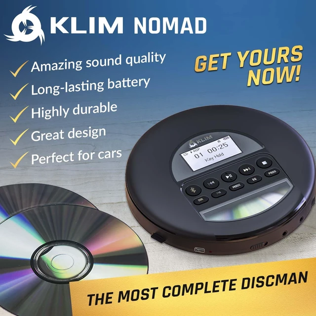 Alt view image 2 of 7 - Nomad Portable CD Player, Discman with Headphones, FM Radio Bluetooth | Preloads Seconds of Music Preventing Skips, Delivers Lossless Audio Quality on the Go, Rechargeable Battery - Argent
