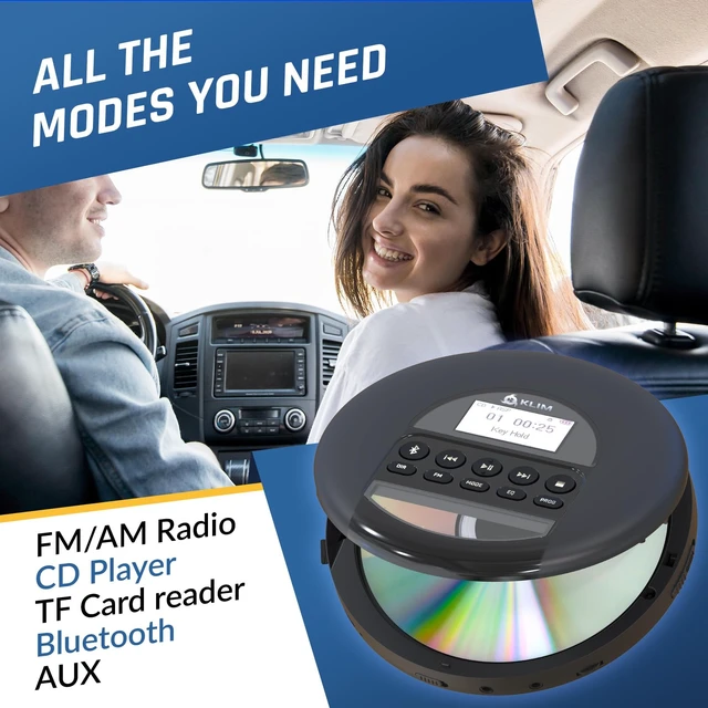 Alt view image 3 of 7 - Nomad Portable CD Player, Discman with Headphones, FM Radio Bluetooth | Preloads Seconds of Music Preventing Skips, Delivers Lossless Audio Quality on the Go, Rechargeable Battery - Argent