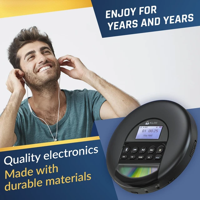 Alt view image 6 of 7 - Nomad Portable CD Player, Discman with Headphones, FM Radio Bluetooth | Preloads Seconds of Music Preventing Skips, Delivers Lossless Audio Quality on the Go, Rechargeable Battery - Argent