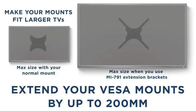 Alt view image 4 of 7 - VESA Mount Adapter Kit, 200x200 to 400x400mm | Converts 200x200mm mounts to fit 300x300 and 400x400mm patterns, fits most 32-55 inch TVs