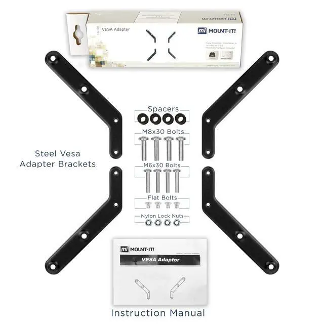 Alt view image 7 of 7 - VESA Mount Adapter Kit, 200x200 to 400x400mm | Converts 200x200mm mounts to fit 300x300 and 400x400mm patterns, fits most 32-55 inch TVs