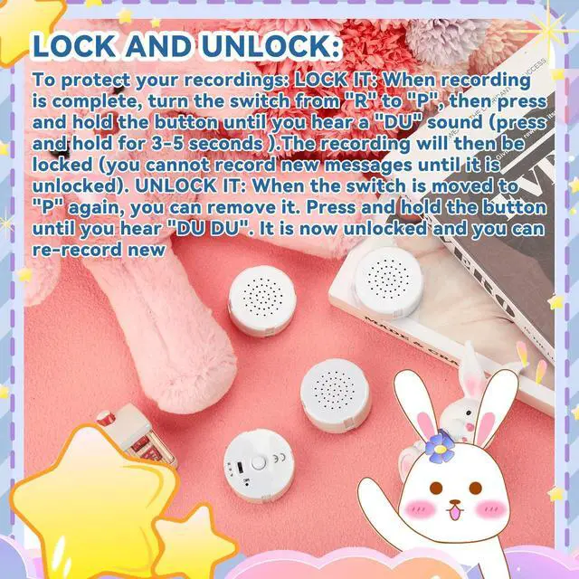 Alt view image 2 of 6 - 20 Pack Voice Recorder for Stuffed Animals, Recordable 20 Second Sound Module with Lock Function, Voice Recorder Box for Plush Toys Pillows Record Messages Music Memories