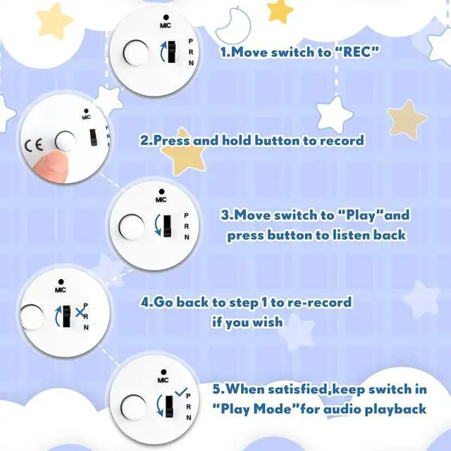 Alt view image 4 of 6 - 20 Pack Voice Recorder for Stuffed Animals, Recordable 20 Second Sound Module with Lock Function, Voice Recorder Box for Plush Toys Pillows Record Messages Music Memories