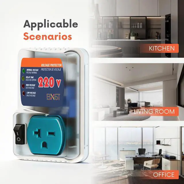 Alt view image 6 of 7 - Surge Protector 220V for Refrigerators, Single Outlet Voltage Protector 20A 4400W for Home Major Appliances with 3M Delay, Adjustable UnderVoltage, On/Off Switch140J