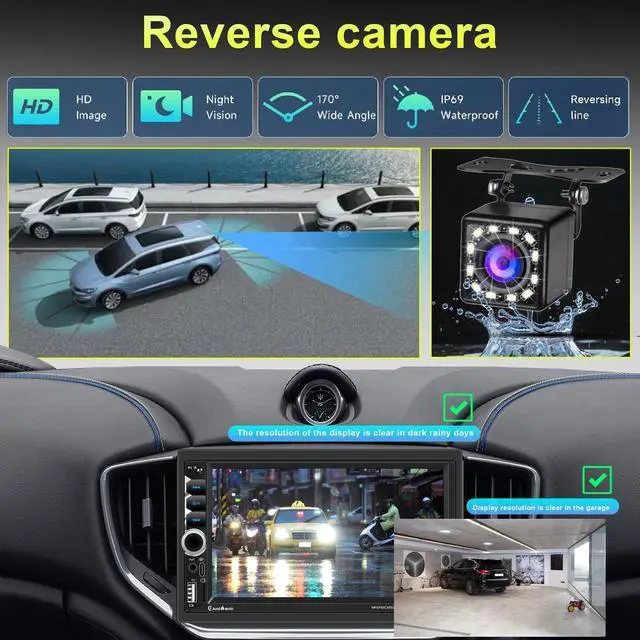 Alt view image 5 of 7 - Wireless Apple CarPlay Double Din,7" Car Bluetooth 5.2,FM Car Radio,IPS 1024*600 Touch Screen Car Stereo,Backup Camera,Android Auto,DSP Subwoofer,USB,SWC,MIC,Car Audio Receiver,Car Play,178*100mm,180W
