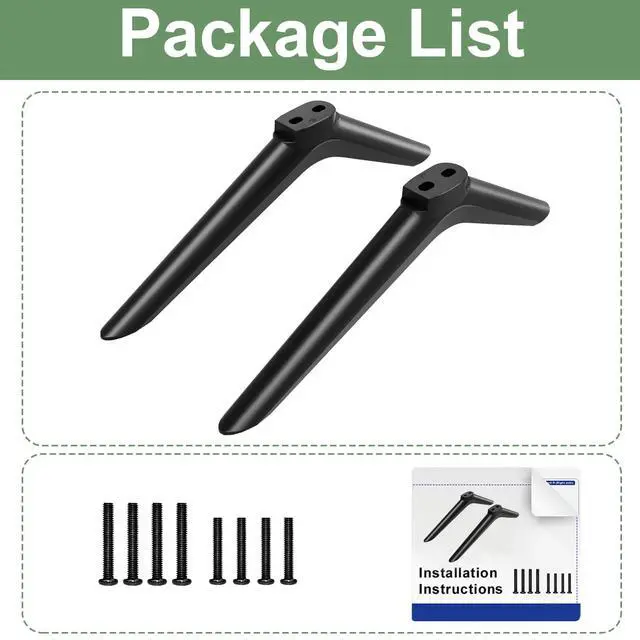 Alt view image 7 of 7 - TV Stand Legs for Hisense TV Legs, for Hisense TV 40H5590F 40H4F 40H3F9 40H4030F1 43H4F 43H4030F 43H4030F1 TV Stand with Screws Set, Easy to Install, Black