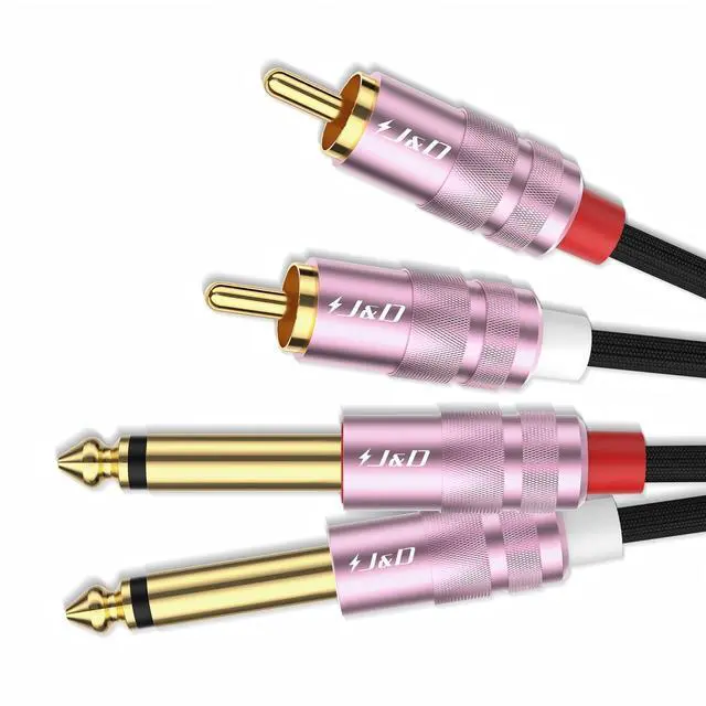 Main image of RCA to 1/4 Inch Cable, Nylon Braided Audio Cable, Dual 1/4 inch TS to Dual RCA Stereo Audio Interconnect Cable, Gold Plated Audio Connector for Amplifiers, Instruments, Audio Equipment, 6 feet