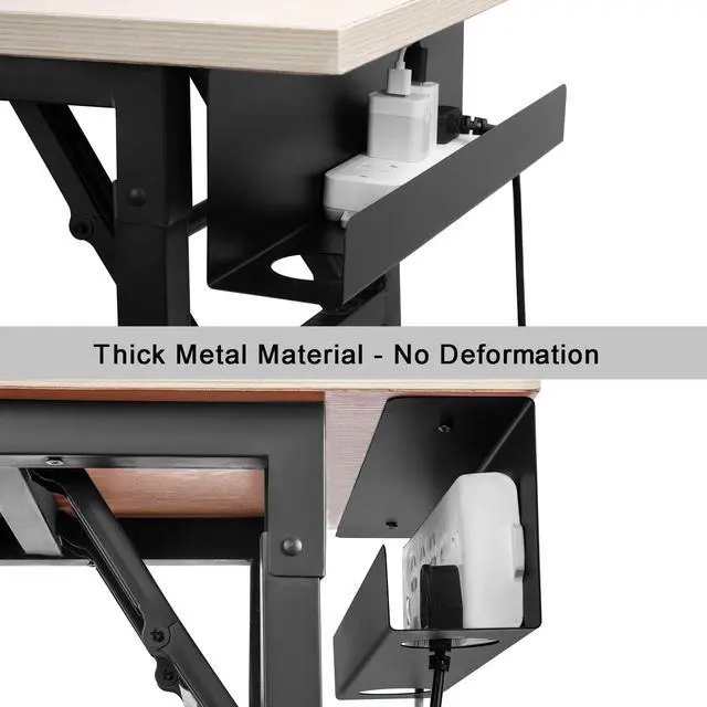 Alt view image 4 of 6 - Under Desk Cable Management Tray 16.5 Inch, 2 Pack Sturdy Metal Cable Tray, Desk Cord Management, Under Table Cord Organizer Basket, Wire Raceway, Black