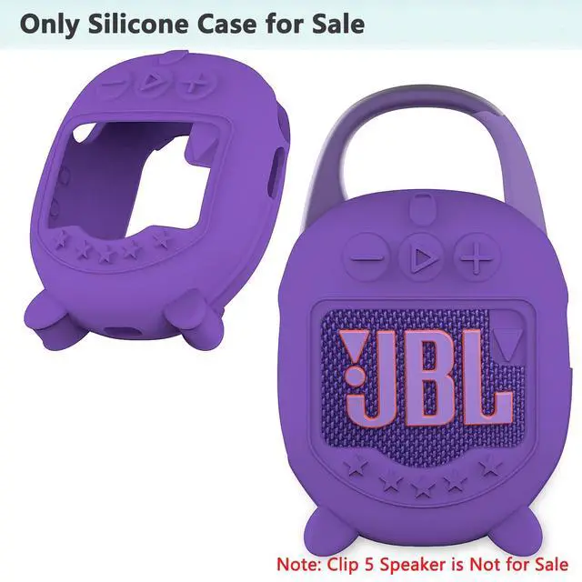 Alt view image 2 of 7 - Silicone Cover Case for JBL Clip 5 Portable Bluetooth Speaker | Protective Soft Skin for JBL Clip 5 Speaker Holder Accessories, Shockproof and Anti-Scratch Cover (Purple)