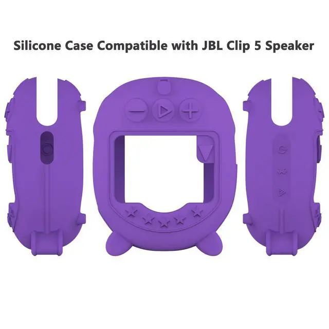 Alt view image 3 of 7 - Silicone Cover Case for JBL Clip 5 Portable Bluetooth Speaker | Protective Soft Skin for JBL Clip 5 Speaker Holder Accessories, Shockproof and Anti-Scratch Cover (Purple)