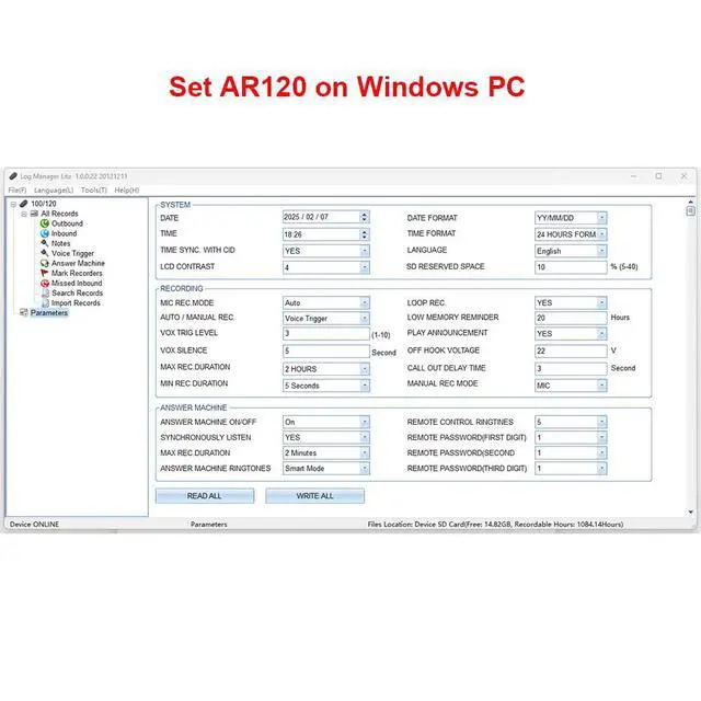 Alt view image 6 of 7 - Standalone Telephone Recorder/Phone Call Recorder/Call Recording Device for Analog Landline and Digital/IP Phones, AR120
