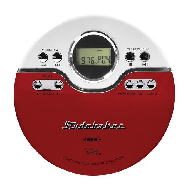 Alt view image 2 of 5 - SB3703RB Joggable Personal CD/MP3 Player with Audio Book Compatibility, Bookmark Feature and FM PLL Radio - Red/Black