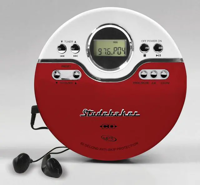 Alt view image 5 of 5 - SB3703RB Joggable Personal CD/MP3 Player with Audio Book Compatibility, Bookmark Feature and FM PLL Radio - Red/Black