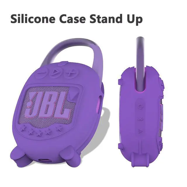 Alt view image 4 of 7 - Silicone Cover Case for JBL Clip 5 Portable Bluetooth Speaker | Protective Soft Skin for JBL Clip 5 Speaker Holder Accessories, Shockproof and Anti-Scratch Cover (Purple)