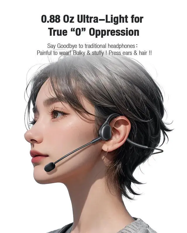 Alt view image 3 of 7 - USB Headset with Mic for PC-Laptop,Open Ear Headphones Design for Long Wear, Computer Headset with Call Noise Reduction Premium Stereo Sound for Call Center, MS Teams, Skype, Webinars and More (Black)