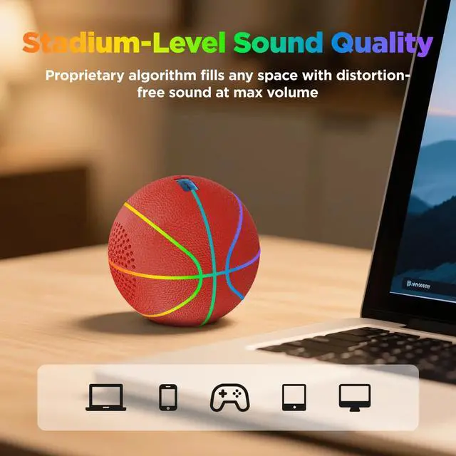 Alt view image 2 of 7 - Bluetooth Speaker Ball | 3" LED Light Show, Basketball Speaker