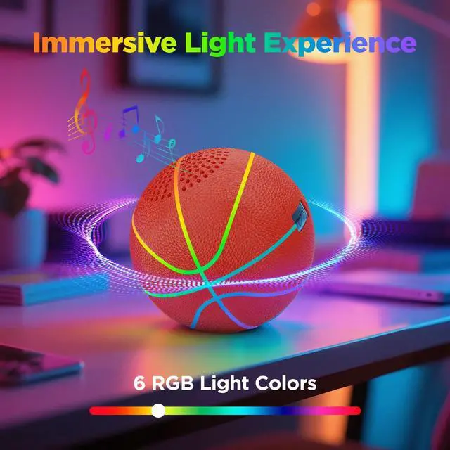 Alt view image 3 of 7 - Bluetooth Speaker Ball | 3" LED Light Show, Basketball Speaker