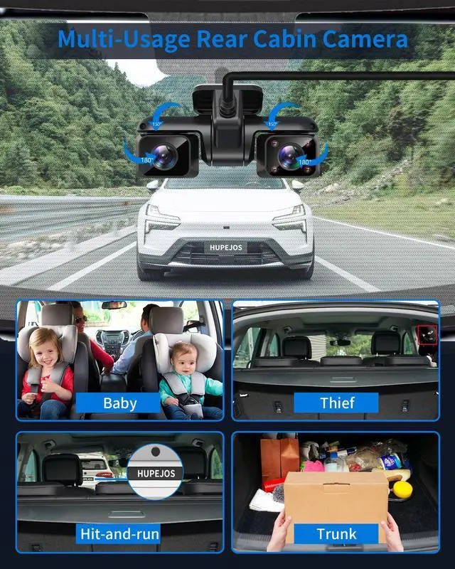 Alt view image 6 of 7 - 360° View Dash Cam Front and Rear, 5 Channel Dashcam 4k Car Camera | Free 128G Card, AI Driver Monitor System DMS, Built-in GPS 5GHz WiFi, Night Vision, Voice Control, WDR, 24/7 Parking Monitor