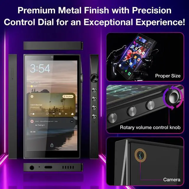 Alt view image 3 of 7 - Mp3 Player with Bluetooth and WiFi,Mp4 Player with Spotify,4.7" Touch Screen Android13 Mp3 Player with Front and Rear Cameras