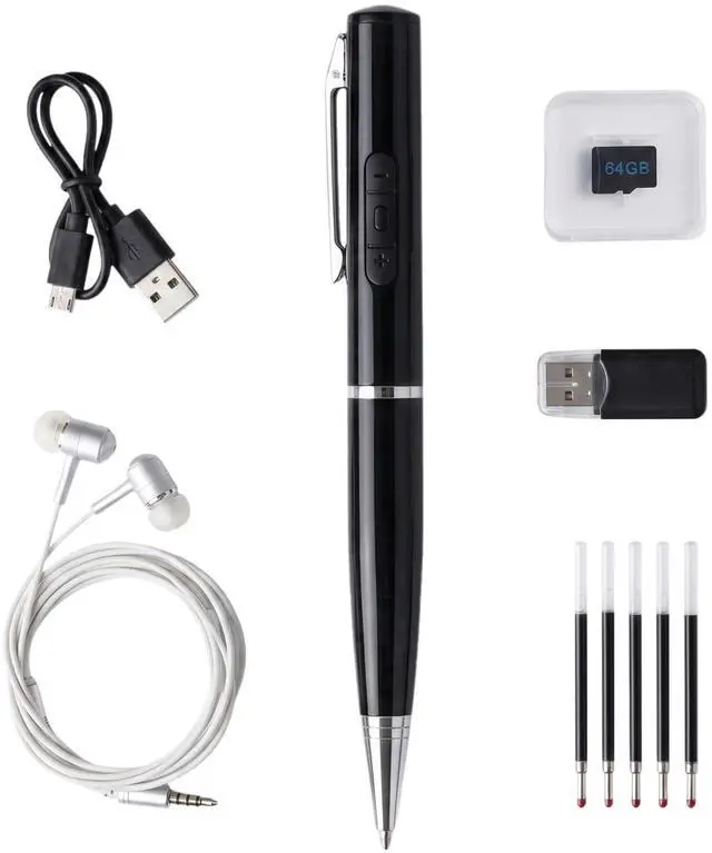 Main image of 64GB Voice Recorder Pen, One-Touch Recording & MP3 Player, HD Noise Reduction, Playback While Writing, Ideal for Business Meetings, Interviews, Students