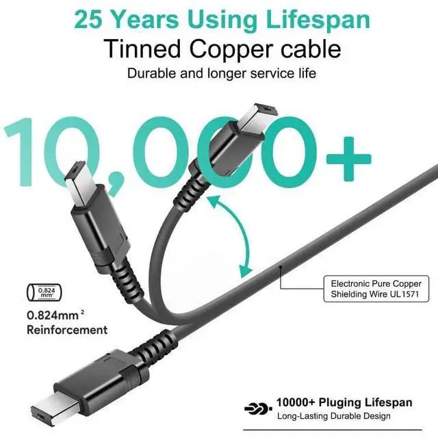 Alt view image 4 of 7 - Sync Data Charging Cable for Sony 55X9400E 65X9400E 65X900E 65X905E 65X930D 75X900E 75X900E 65X930E XBR-65X900E XBR-55X930E Smart LED TV Power Cord Fit AC Adaptor ACDP-240E01 ACDP-240E02
