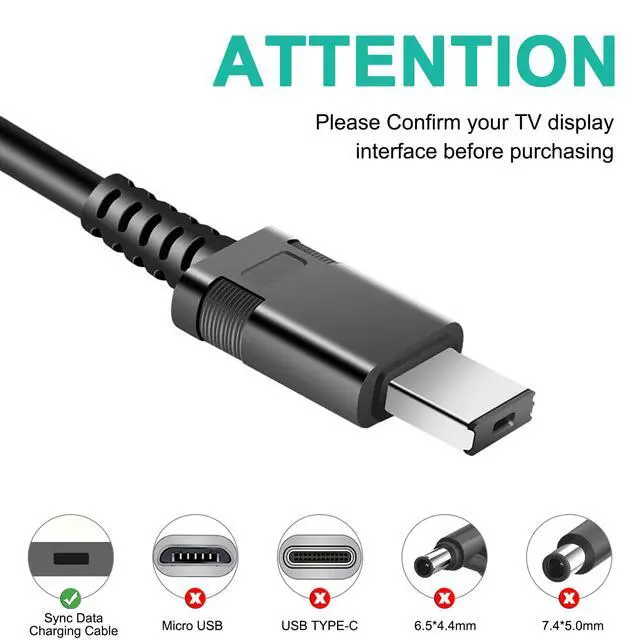 Alt view image 6 of 7 - Sync Data Charging Cable for Sony 55X9400E 65X9400E 65X900E 65X905E 65X930D 75X900E 75X900E 65X930E XBR-65X900E XBR-55X930E Smart LED TV Power Cord Fit AC Adaptor ACDP-240E01 ACDP-240E02
