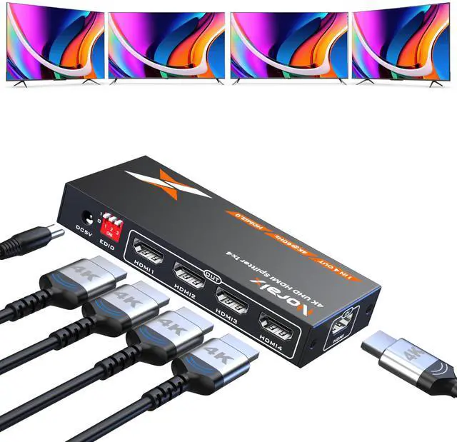 Main image of Uncompressed 4K HDMI Splitter 1 in 4 Out with EDID Management | Lossless 4K@60Hz UHD HDR HDMI 2.0 18Gbps, Zero Latency, HDCP 2.3, Plug and Play, for PS5, Fire Stick, HDTV