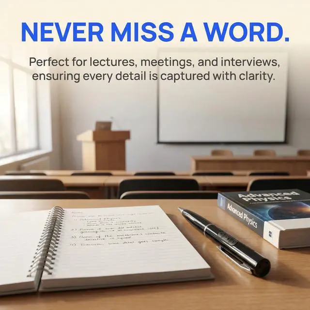 Alt view image 5 of 7 - 64GB Voice Recorder Pen, One-Touch Recording & MP3 Player, HD Noise Reduction, Playback While Writing, Ideal for Business Meetings, Interviews, Students