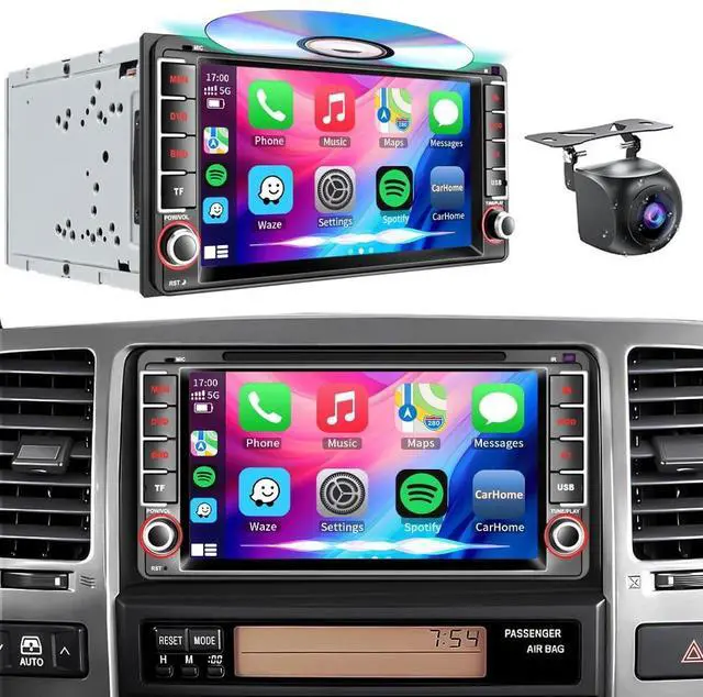 Main image of Plug&Play CD/DVD Player Car Radio for Toyota 4Runner 2003-2009, for Tundra 2003-2006, for Sequoia 2003-2007, 7 Inch IPS 1280 * 720 Touch Screen for CarPlay & Android Auto&Mirror Link,BT,AM/FM,SWC