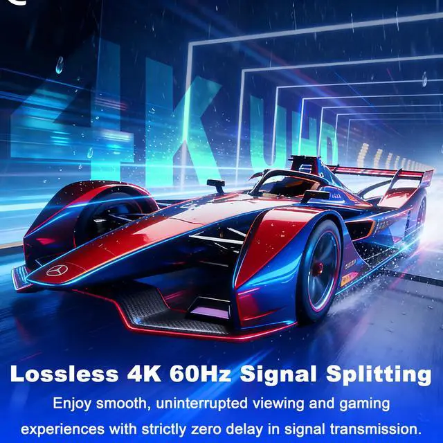 Alt view image 3 of 7 - Uncompressed 4K HDMI Splitter 1 in 4 Out with EDID Management | Lossless 4K@60Hz UHD HDR HDMI 2.0 18Gbps, Zero Latency, HDCP 2.3, Plug and Play, for PS5, Fire Stick, HDTV