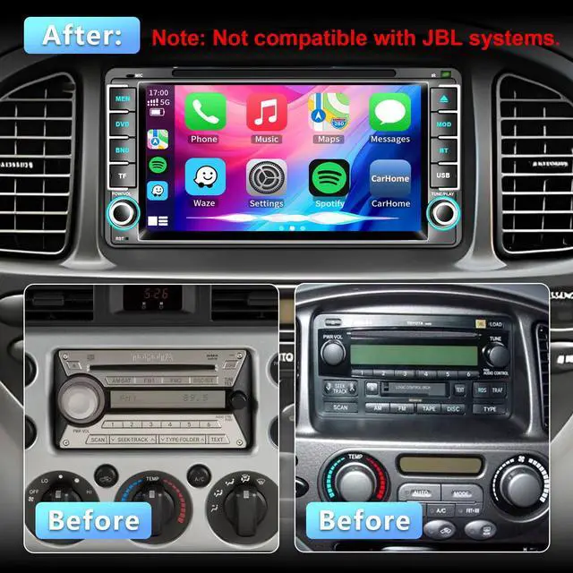 Alt view image 3 of 7 - Plug&Play CD/DVD Player Car Radio for Toyota 4Runner 2003-2009, for Tundra 2003-2006, for Sequoia 2003-2007, 7 Inch IPS 1280 * 720 Touch Screen for CarPlay & Android Auto&Mirror Link,BT,AM/FM,SWC