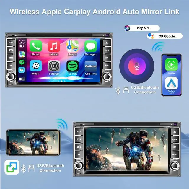 Alt view image 4 of 7 - Plug&Play CD/DVD Player Car Radio for Toyota 4Runner 2003-2009, for Tundra 2003-2006, for Sequoia 2003-2007, 7 Inch IPS 1280 * 720 Touch Screen for CarPlay & Android Auto&Mirror Link,BT,AM/FM,SWC