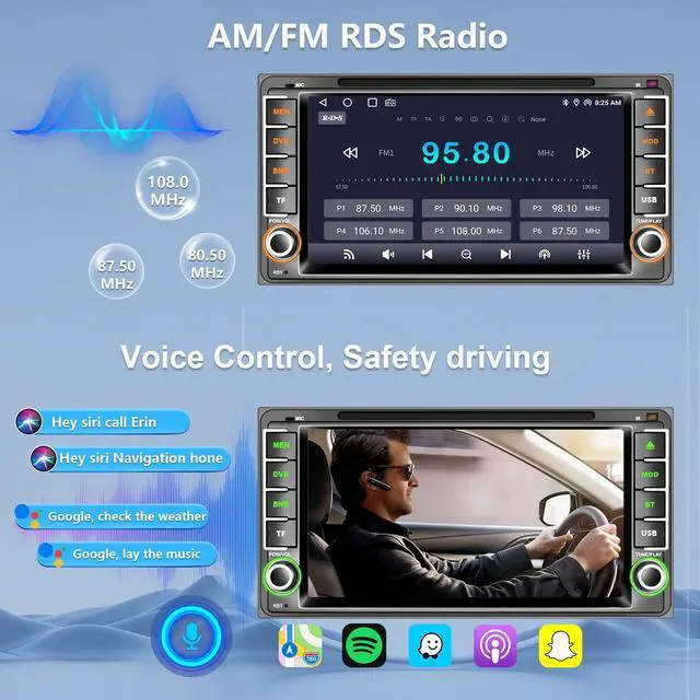 Alt view image 6 of 7 - Plug&Play CD/DVD Player Car Radio for Toyota 4Runner 2003-2009, for Tundra 2003-2006, for Sequoia 2003-2007, 7 Inch IPS 1280 * 720 Touch Screen for CarPlay & Android Auto&Mirror Link,BT,AM/FM,SWC