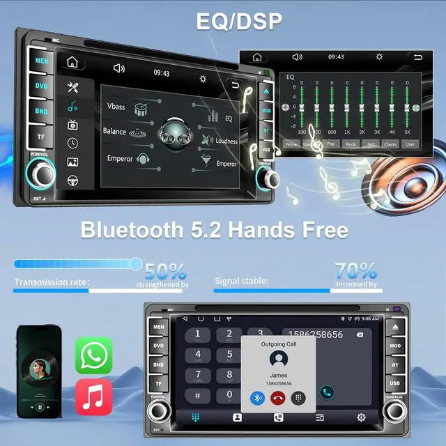 Alt view image 7 of 7 - Plug&Play CD/DVD Player Car Radio for Toyota 4Runner 2003-2009, for Tundra 2003-2006, for Sequoia 2003-2007, 7 Inch IPS 1280 * 720 Touch Screen for CarPlay & Android Auto&Mirror Link,BT,AM/FM,SWC